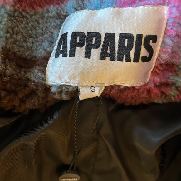 Apparis Kris Plaid Faux Fur Jacket Sz S - Picture 5 of 7